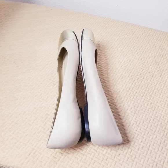 Garnet Hill Leather Beige/gold Ballet Flats - Picture 7 of 7